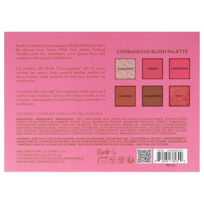 Blush Palette - Courageous by Rude Cosmetics for Women - 0.634 oz Blush