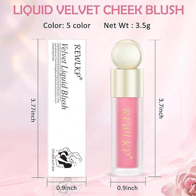 Velvet Liquid Blush - Soft Cream Face Blusher Stick, Natural Long-Wearing Skin Tint Blush - Orange Red