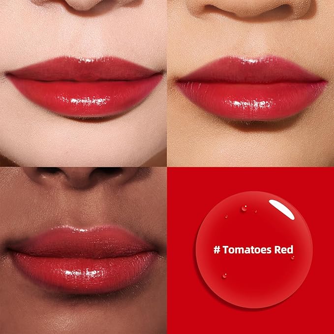 Liquid Cheek & Lip Stain, Korean Lip Tint with Moisturizing & Weightless, Non-Sticky, Long-Lasting, Kiss-proof, All Long-wearing, Vegan Makeup (Tomatoes Red)