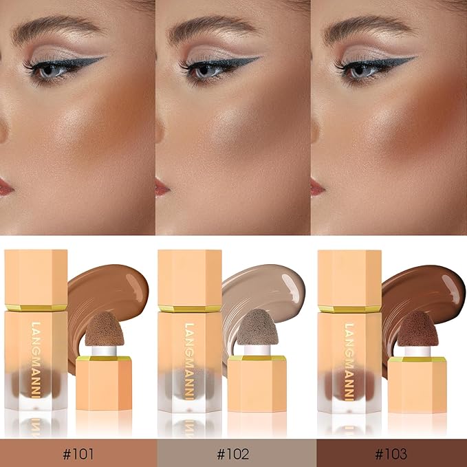 Liquid Contour Stick Makeup - Cream Face Contour Wand with Cushion Applicator, Natural Matte Long Lasting Creamy Bronzer Contour, Lightweight Silky Blendable (#02 SOFT TAN)