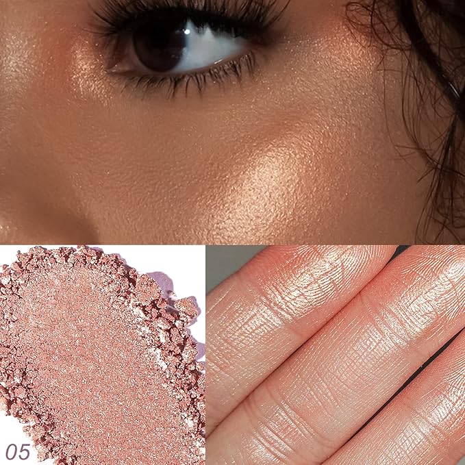 YOUNG VISION Baked Highlighter Powder Palette, Sheer Pearl Shimmer Shades for Face Highlighter Makeup, Highly Pigmented Iluminadores de Maquillaje, 0.19 Oz(Pack of 1)