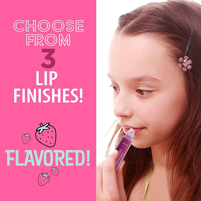 EXPRESSIONS 6pc Lip Set - Strawberry Flavored Lip Gloss & Balm Kit, Fruity Flavored for Girls | Safe and Non-Toxic Gift Set