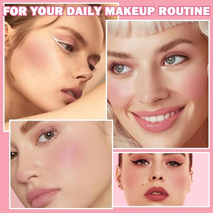 Cream Blush Stick Multi-Use Makeup Blush Stick for Lip and Cheeks Tint Solid Moisturizer Waterproof Cream Blush Natural Face Blush Makeup for All Skin Tones-04 Rose Pink