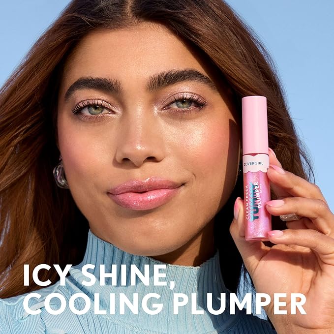 COVERGIRL Clean Fresh Yummy Plumper Lip Gloss, 920 S-Mitten With You, Shiny, Vegan Formula, Easy to Apply, Minty Flavor, 0.33oz