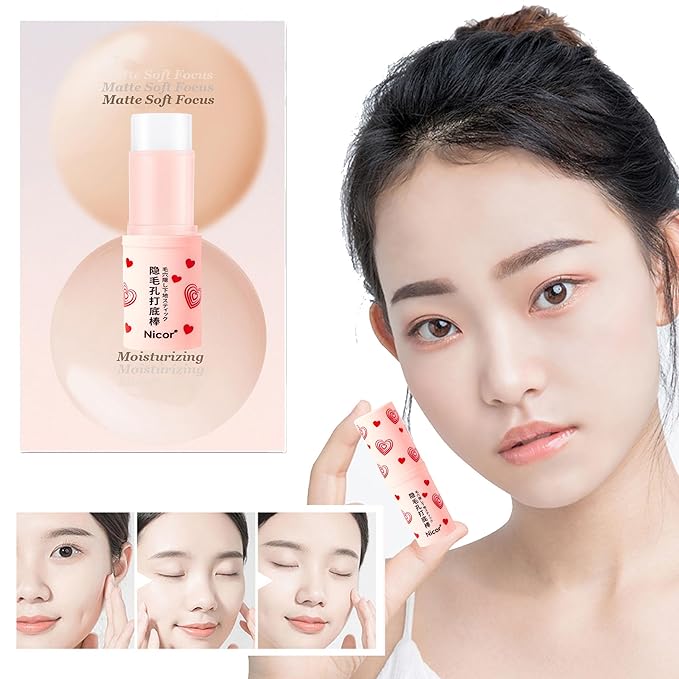 Invisible Pore Stick - Pore Eraser Waterproof Face Primer Makeup Base Oil-control Smooth Fine Lines Isolation Makeup Primer Pore Invisible Cream (1 Pack) White