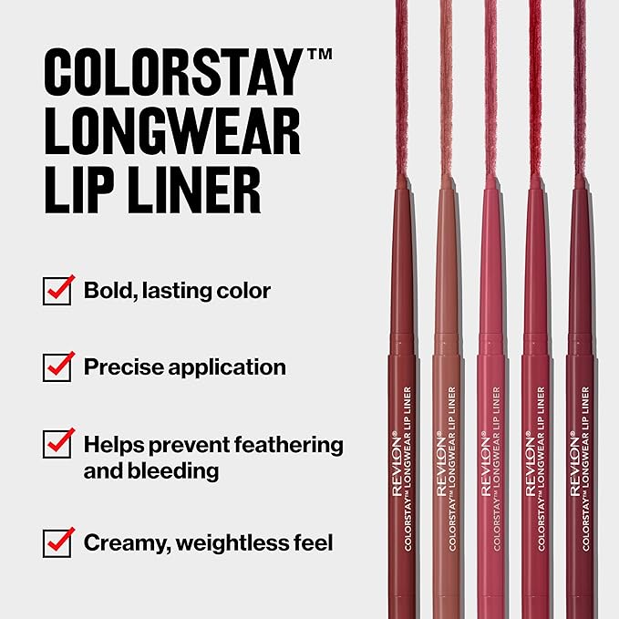 Revlon Colorstay Lip Liner with Built-In Sharpener, Valentine's Day Makeup Gifts for Women, Longwear Rich Colors, Smooth Application, 685 Natural, 0.01 oz