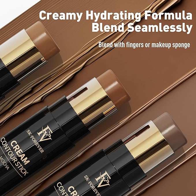 FV Contour Stick, Blendable & Smooth Cream Bronzer Stick with Natural Matte Finish, Waterproof & Highly Pigmented Face Contour Makeup Stick for Beginners, Long Lasting & Cruelty-free, 02 Mocha