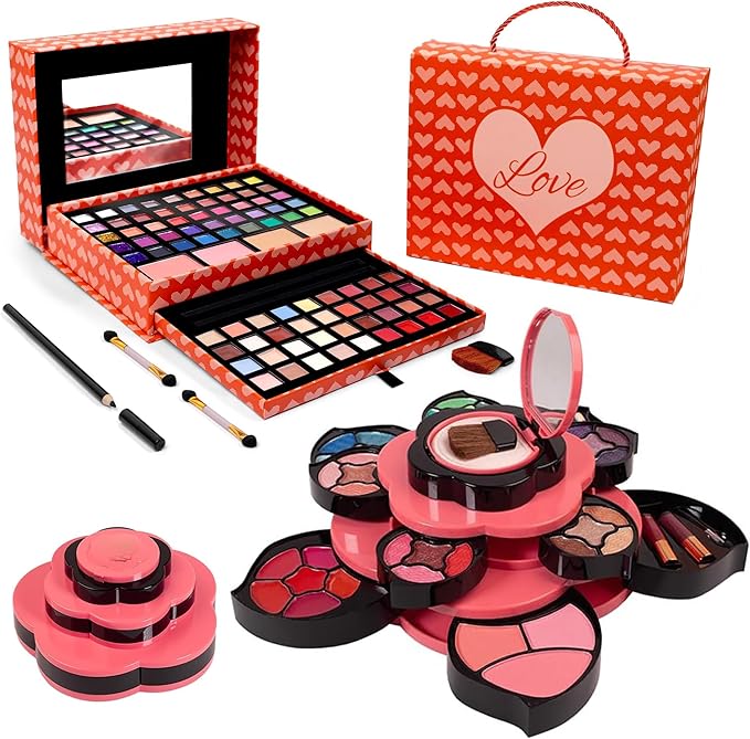 Toysical Flower Makeup Kit for Teens and 2-Tier Makeup for Teens - Gift Makeup Sets for Girls