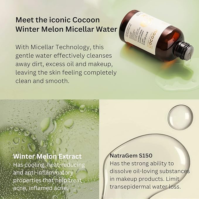 Winter Melon Mega Cleansing Set (SAVE 40%): 1x Micellar Water 16.9 fl oz, 1x Cleanser 10.5 fl oz, 1x Toner 10.5 fl oz