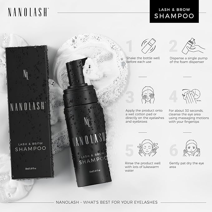 Lash & Brow Shampoo 50 ml - cleansing shampoo for eyelashes and eyebrows, eyelash foam, eyelash extension cleanser