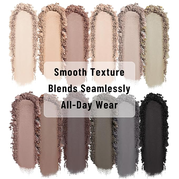 UCANBE 12 Color Eyeshadow Makeup Palette, Naked Nude Eye Shadow, Neutral Matte Shimmer Make Up Pallet with Double-ended Brush Set Kit, Highly Pigmented Long Lasting Waterproof