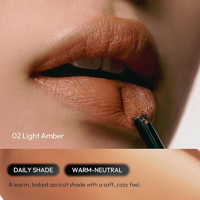 Wink Lip Shade Primer - All Day Top Coat, Smudge-Proof Base, Semi-Matte Long-Lasting Lip Primer (02 Light Amber)