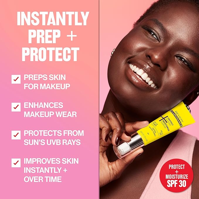 Revlon Illuminance Moisturizing Primer with SPF 30, Face Makeup Primer with Sunscreen, Squalane & Vitamin E, No White Cast, Transparent Finish, 003, 0.95 fl oz