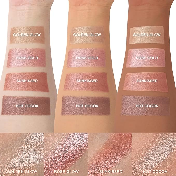 UCANBE Cream Bronzer for Face & Body, Natural Golden Sun-Kissed Glow Highlighter, Luminous Buildable Coverage for Long Lasting Bronzed Glow, Lightweight Brighten Contour Muti-Use Makeup Palette