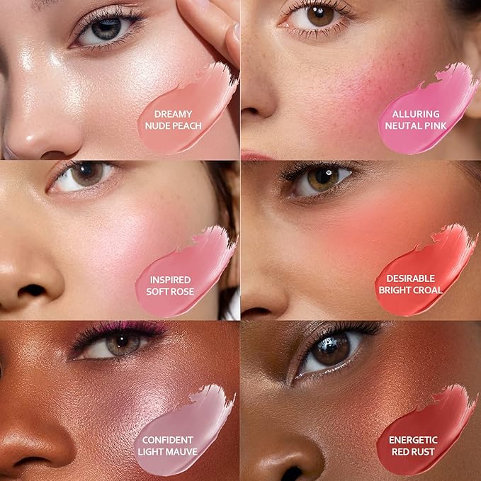 Cilrofelr Soft Cream Liquid Blush, Creamy Blush Makeup for Cheek, Dewy Finish, Buildable Pigment, Lightweight, Long Lasting, For Natural-looking Flush & Everyday Wear - Confident (0.22 fl. oz.)