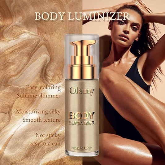 Firstfly Liquid Luminizer, Waterproof Moisturizing Light Shimmer Glow Illuminator for Face & Body, All In One Makeup Liquid Illuminator, Summer Body Luminizer, Face Highlighter