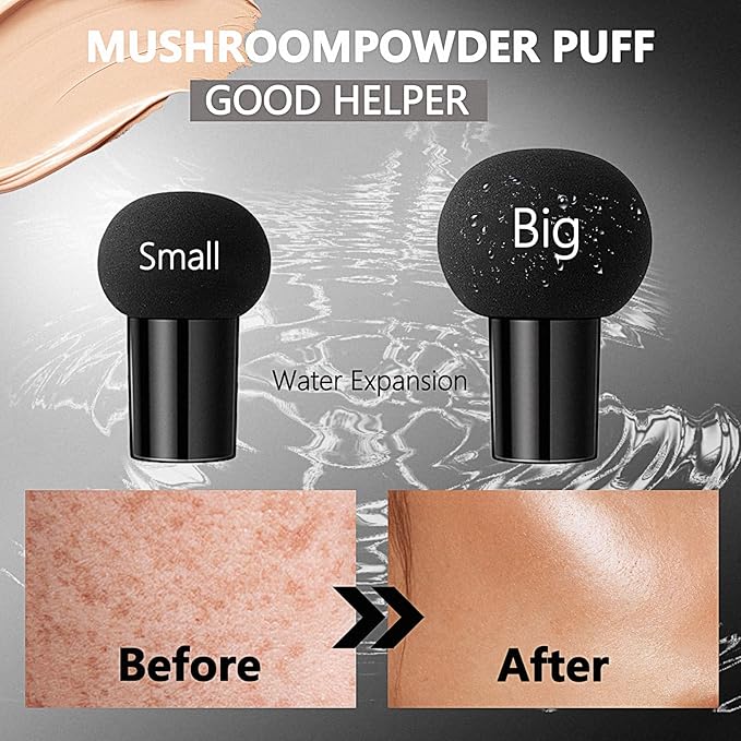 Air Cushion CC Cream Mushroom Head Foundation, Mushroom Head Air Cushion CC Cream, Moisture Cushion Foundation, Moisturizing BBCream Makeup Long Lasting Matte Concealer (Natural, 1 PCS)