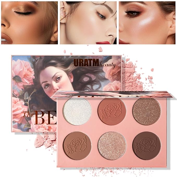 6 Shade Rose Blush Palette, Velvety Fine Texture, High Color Payoff, 3 Shimmer & 3 Matte Blush Shades, Beginner-Friendly, Soft Natural Colors, No Fading