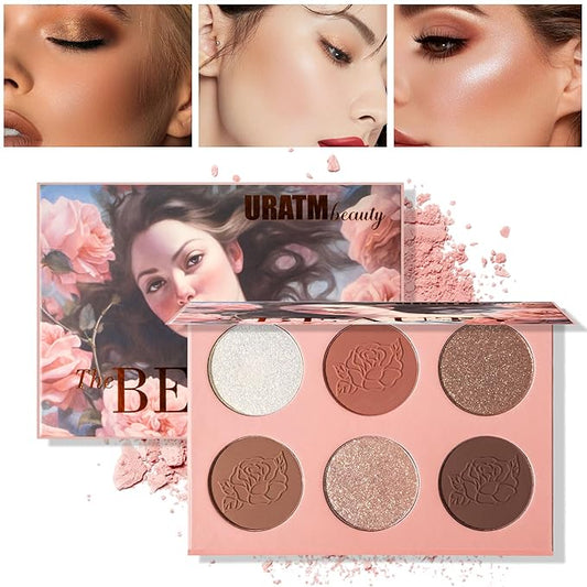 6 Shade Rose Blush Palette, Velvety Fine Texture, High Color Payoff, 3 Shimmer & 3 Matte Blush Shades, Beginner-Friendly, Soft Natural Colors, No Fading