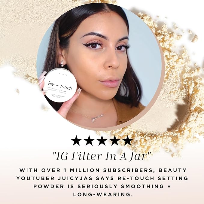 HALEYS Re-touch Setting Powder VEGAN + CRUELTY-FREE, Ultra-Blurring, Lightweight, Non-Caking, Nourishes, Smoothens for Filter-Like Finish, Soft Focus Translucent Loose Powder (Honey Shade)