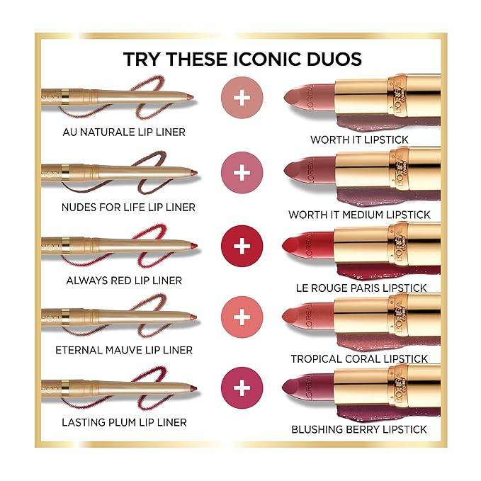 L'Oreal Paris Colour Riche Lip Liner Pencil, Creamy Lip Liner with Omega 3 and Vitamin E, 782 Toffee To Be (Warm Deep Brown)