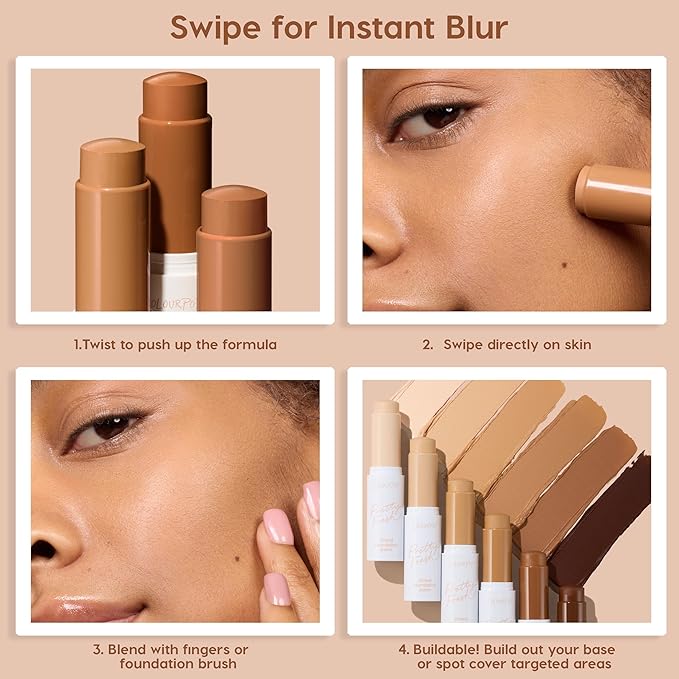 ColourPop Pretty Fresh Tinted Foundation Stick - Balm to Cream Foundation with Light to Medium Coverage - Infused with Hydrating Hyaluronic Acid, Peptides & Niacinamide - Deep Dark 24 (0.29 oz)