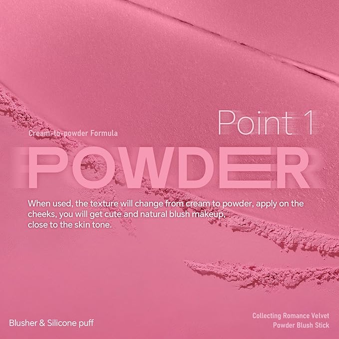 Cream to Powder Blush Stick, Built-In Jelly-like Silicone Makeup Applicator, Buildable & Blendable, Multi-use Blush Makeup Stick for Cheeks, Lips and Eyes, 03 NEVER TOO MUCH