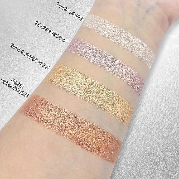 Highlighter Makeup Palette Shimmer Glitter Face Body Illuminator Highlighter Makeup Kit Long Lasting Highly Pigmented Highlighters Makeup Palette #1 Tulip White