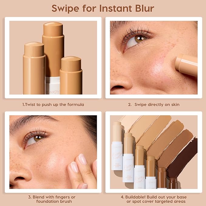 ColourPop Pretty Fresh Tinted Foundation Stick - Balm to Cream Foundation with Light to Medium Coverage - Infused with Hydrating Hyaluronic Acid, Peptides & Niacinamide - Medium Dark 14 (0.29 oz)