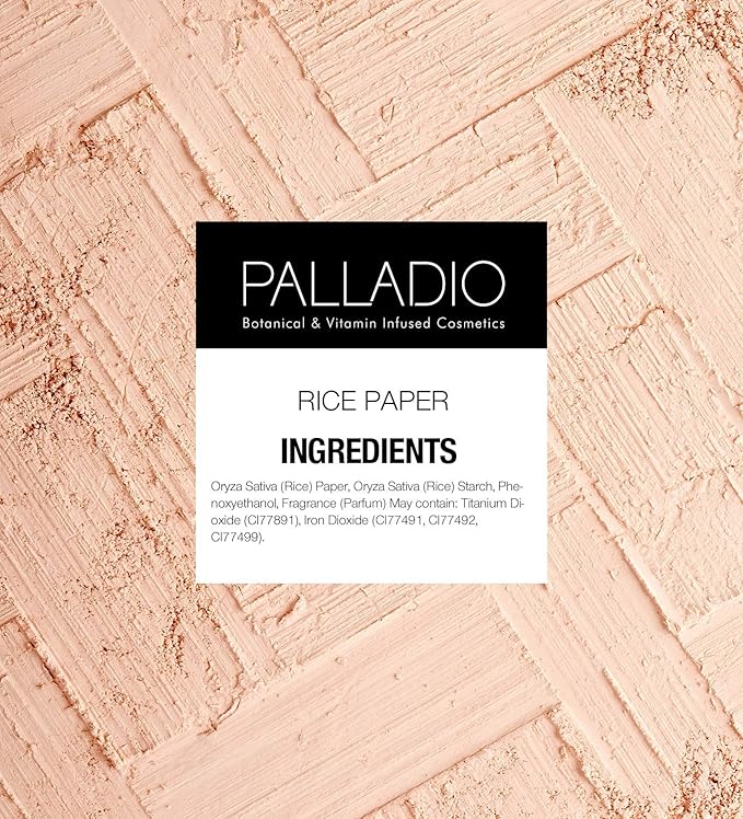 Palladio Face Blotting Tissue Sheets Made from Natural Rice Powder for Oily Skin, Oil Absorbing Paper, 2 Sided, Instant Results, Warm Beige, 40 Count