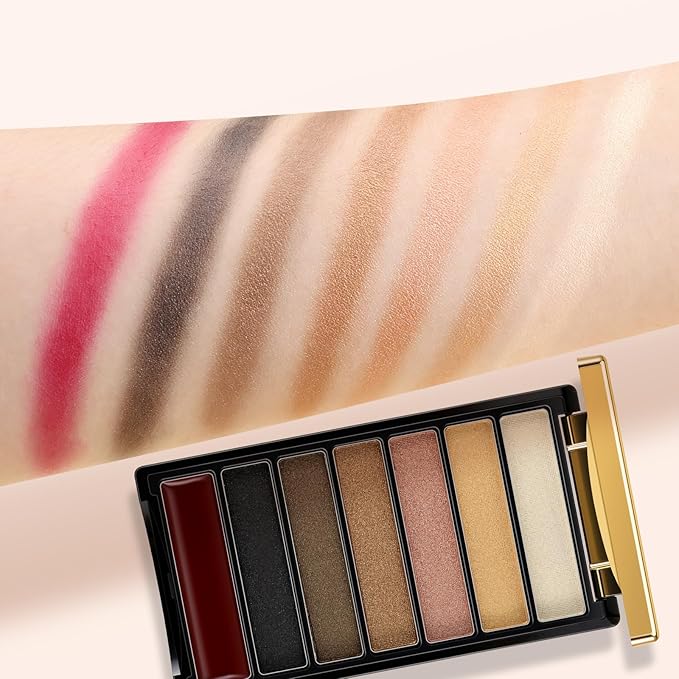 7 Colors Glitter Eyeshadow Palette, Shimmer Full Face Makeup Palette, Professional Eye Makeup Palette for Eyes, Lips, Contour & Blush