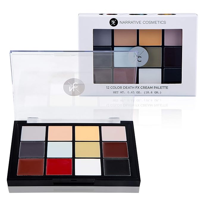 12-Color Death FX Cream Palette, Professional Quick Drying Waterproof SFX Makeup for the Stage, Film, Costumes, Cosplay, Halloween
