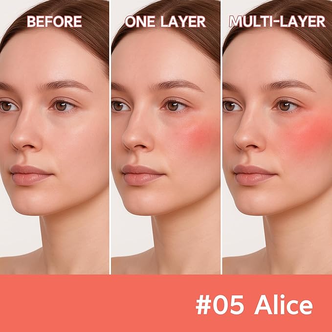 FV Liquid Blush, Long Lasting Buildable Cream Cheek Tint with High-Pigment Color, Weightless Blendable Formula for Natural Dewy Finish (Alice)