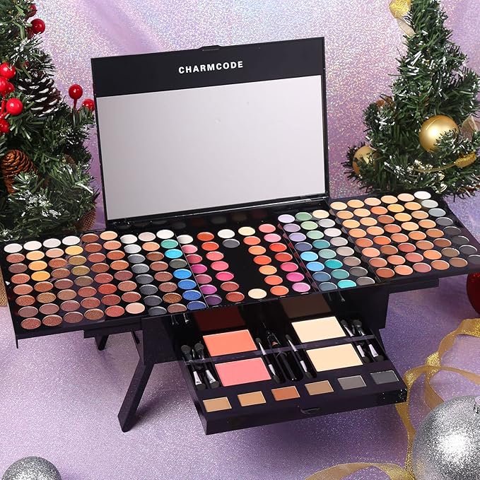 190 Colors Cosmetic Make up Palette Set Kit Combination with Eyeshadow Facial Blusher Eyebrow Powder Face Concealer Eyeliner Pencil A Mirror All-in-One Makeup Gift (Multicolor)