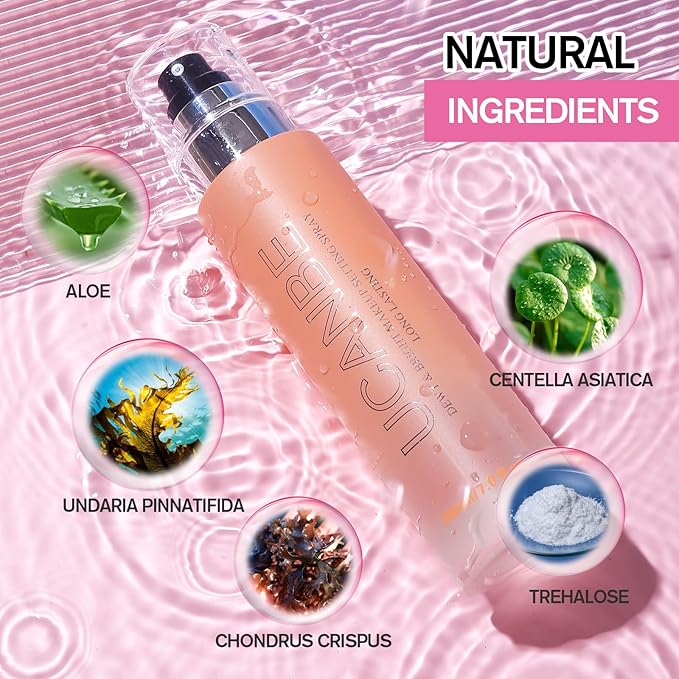 UCANBE Dewy Makeup Setting Spray + 86 Colors Eyeshadow Palette with 15pcs Makeup Brushes Set Matte Glitter Long Lasting Highly Pigmented Waterproof Contour Blush Powder Highlighter