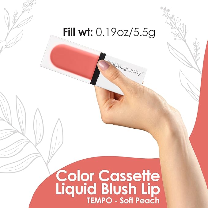 Bodyography Color Cassette Liquid Blush and Lip Tint - Multi Tasking Liquid Blush and Lip Product - Tempo