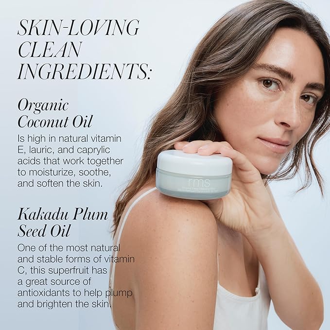 RMS Beauty Coconut Clean Cleansing Balm - Balm to Oil Cleanser with Organic Coconut Oil, SPF & Makeup Remover, Silicone-Free Hydrating Facial Cleanser, Hypoallergenic, Clean Beauty
