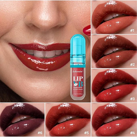 3PCS Lip Hydrating Glossy Lip Stain, Lip Tint with 12HR Hydration(#4 DRIPPING IN ROSE,#5 FIERYBLAZETIN,T#6 WATERBOUT WINE)