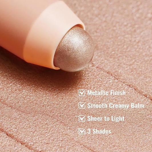 Oulac Face Highlighter Stick, Multi-use Cream Highlighter Makeup Stick, Face Highlighters & Luminizers, No Caking or Dragging, Metallic Finish, Vegan & Cruelty-Free, H1 Cream