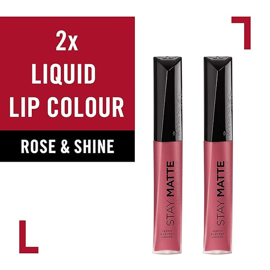 Rimmel Stay Matte Liquid Lip Color, Rose & Shine, 2 Count