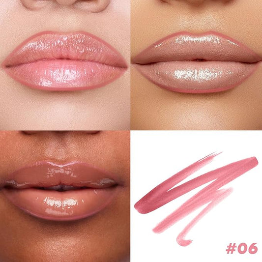 Lip Stain Peel Off, Rose Lip Liner Stain Peel Off Tattoo Matte Lip-tint, Long Lasting, Waterproof, Transfer-proof, Moisturizing, Easy to Use, Highly Pigmented Color for All Skin Types (#06)