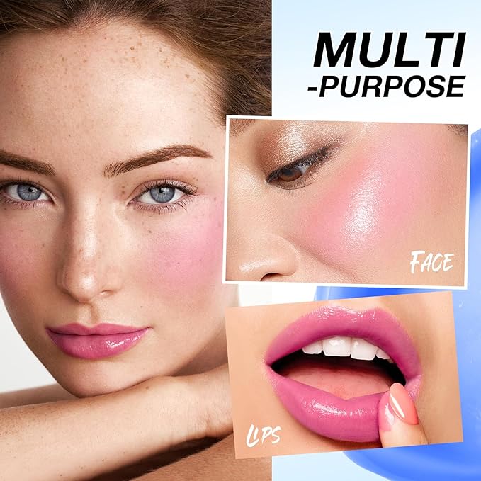 Boobeen Lightweight Blush Rouge Color Changing Blusher for Cheeks and Lips Balm Multi Use Cream Easy To Blend, Blush Oil Natural Dewy Finish