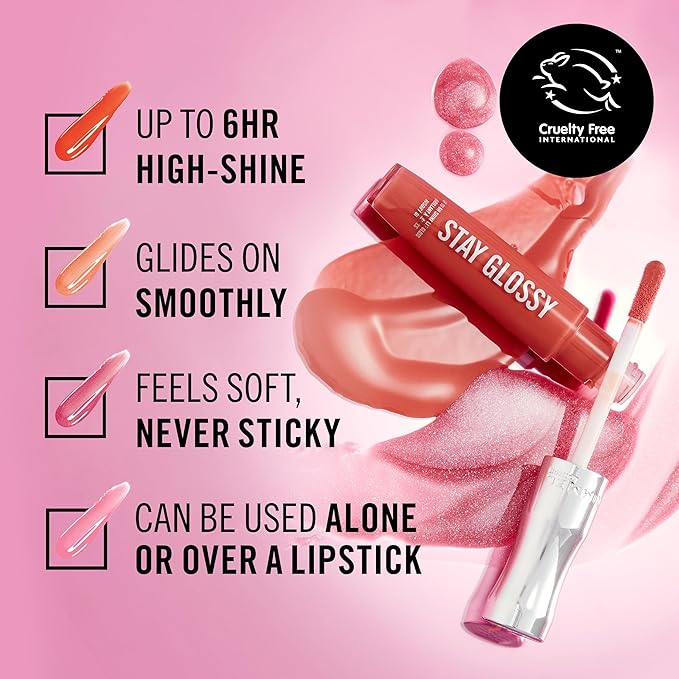 Rimmel Stay Glossy Lip Gloss - Non-Sticky and Lightweight Formula for Lip Color and Shine - 150 Claridge's Ruby, .18oz