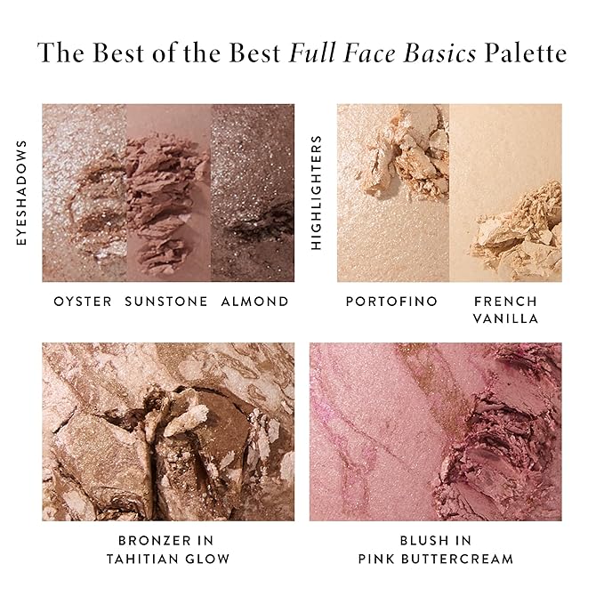 LAURA GELLER NEW YORK Baked Starter Kit: Baked Balance-n-Brighten Powder Foundation, Deep and Best of the Best Palette Blush Bronzer Highlighter Eyeshadow and Retractable Kabuki Brush