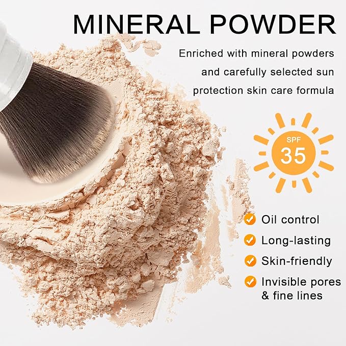 Mineral Sunscreen Powder SPF Powder for Face Lightweight Breathable Sunscreen Natural Matte Finish Setting Powder for All Skin Types-01 Translucent