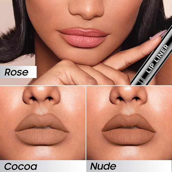 Lip Liner Lip Stain - Peel Off Lip Tint Tattoo, Long-Lasting Moisturizing Lip Stain, Waterproof Nourishing Lip Liner with Matte Finish, Create A Charming Vibrant Lip Color (Rose)