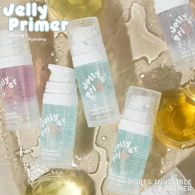 Hydrating Jelly Primer - Smoothing & Deep Moisturizing Base Primer for Dry & Cracked Skin, Long-Lasting Face Primer for Women, 0.33Oz(#02)