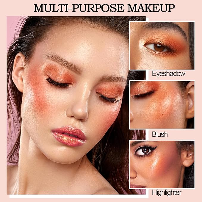 Boobeen Baked Powder Blush, Highlighting Pressed Blush Face Blushes Highlighter Finishing Powder Makeup, Natural Flush Tint for Cheeks, Long-wear Glow, Easily Blends