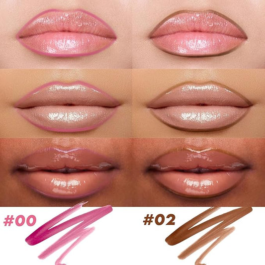 2 Colors Lip Stain Peel Off, Coffee & Mauve Lip Liner Stain Peel Off Tattoo Matte Lip-tint, Long Lasting, Waterproof, Transfer-proof, Moisturizing, Highly Pigmented Color for All Skin Types (#00, #02)