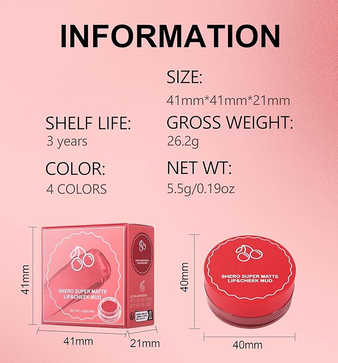 Lip and Cheek Blurring Pudding Pot, Blurry, Buildable and Lightweight Lip Tint, Creamy Multi-Purpose Blurring and Mousselike Pudding Pots for Women Lips, Cheek & Eye, 02# Vitality Coral Red